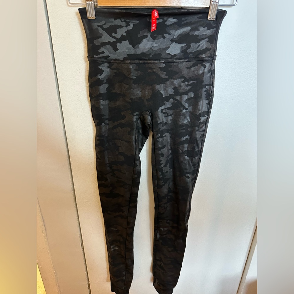 Spanx Camo Faux Leather Leggings